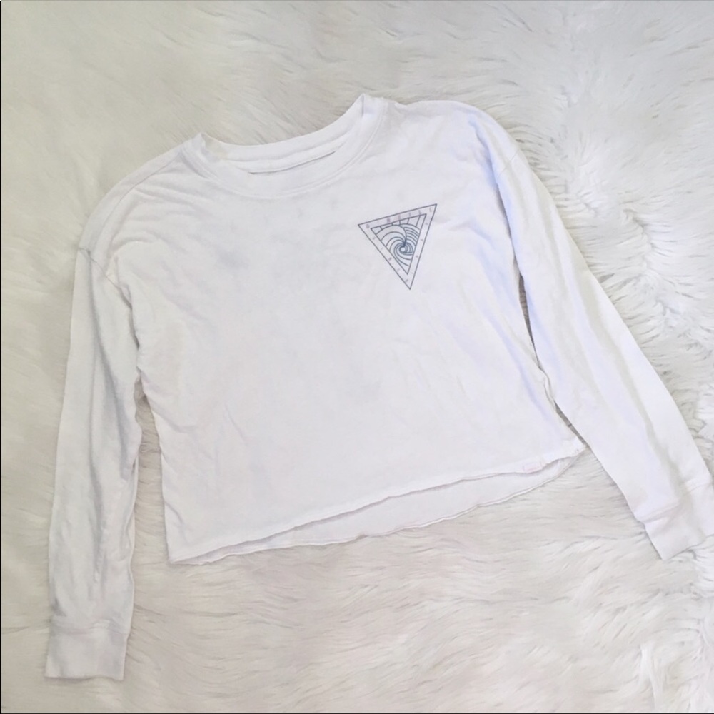 O’NEILL White Crop Long Sleeve Graphic Tee Shirt